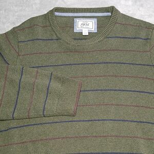 Jos A Bank 1905 L Olive Green Wool Sweater Library-Archive Stripe Retro Grunge L